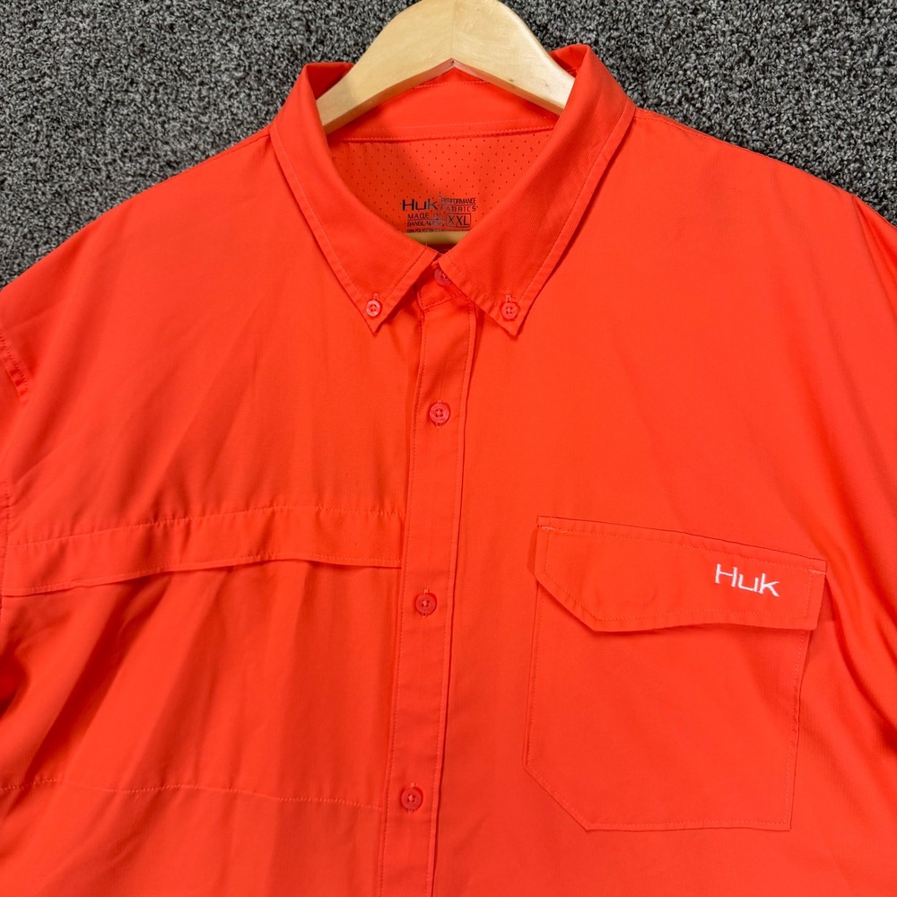 Huk Tide Point Shirt Mens 2XL Peach Lightweight Performance Breathable Fishing